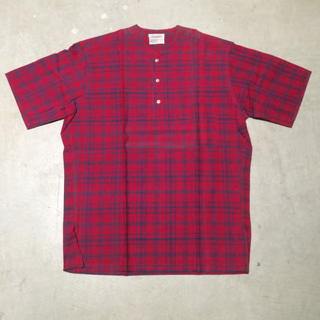 1960's DONEGAL Indian Madras Henleyneck S/S Shirt Deadstock