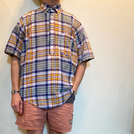 1970's The Ascot Shop Indian Madras Pullover S/S Shirt