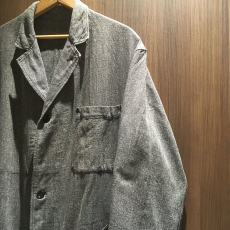 1950's French Unknown Black Chambray Atelier Coat