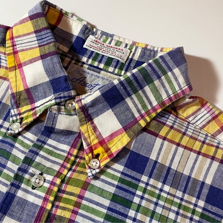 1970's The Ascot Shop Indian Madras Pullover S/S Shirt