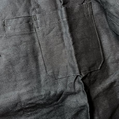 1950's AU MOLINEL Black Linen Coat Deadstock