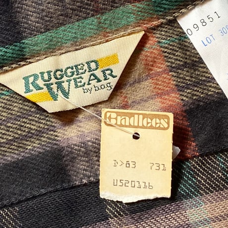 1980's RUGGED WEAR Heavy Flannel L/S Shirt Deadstock