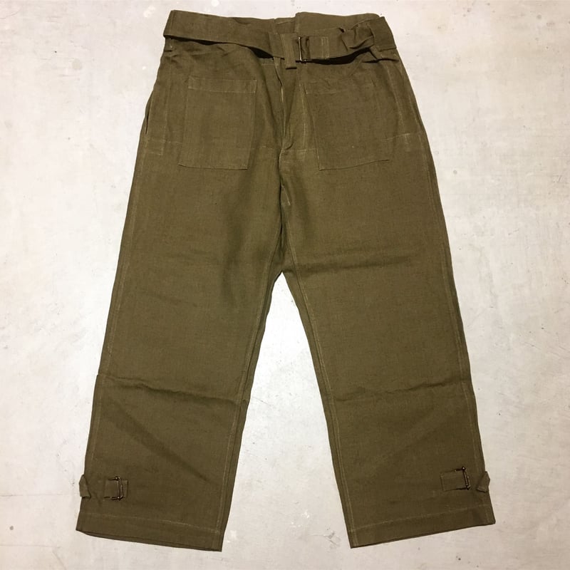 1940〜50's French Army Linen Motorcycle Pants De...