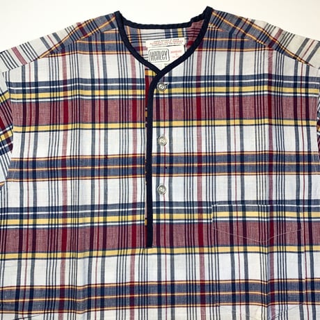 1960's DONEGAL Indian Madras Henleyneck S/S Shirt Deadstock