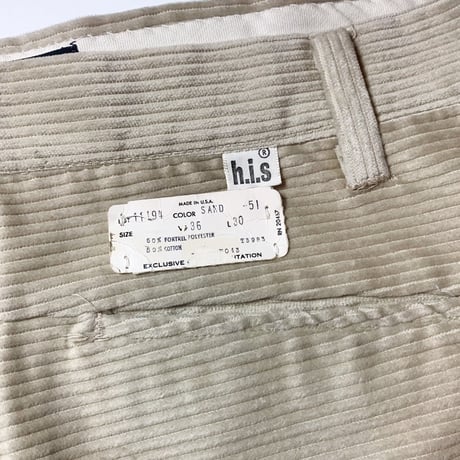 1960's h.i.s Corduroy Tapered Pants Deadstock