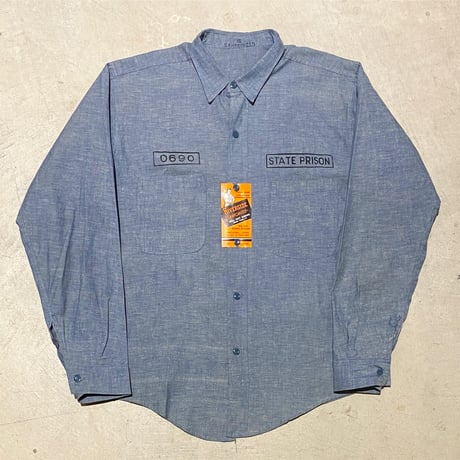 1960's RIVERSIDE Prisoner Chambray L/S Shirt Deadstock