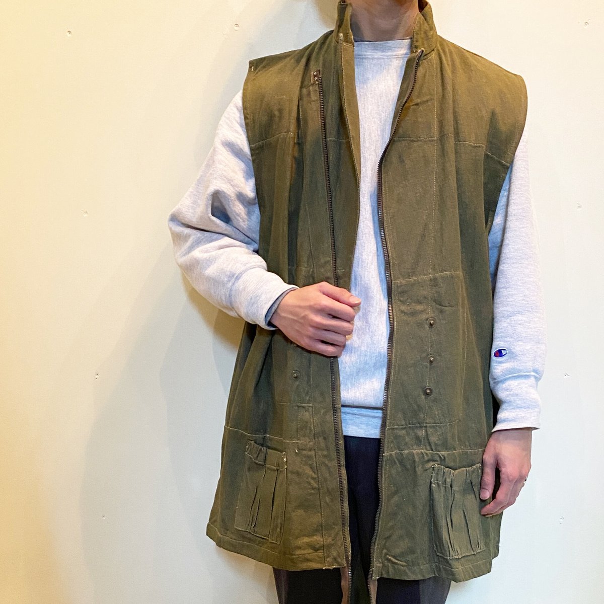 【Vintage】イギリス軍 デニムベスト GREEN DENIM パラシュート Vintage】イギリス軍 デニムベスト GREEN DENIM パラシュート