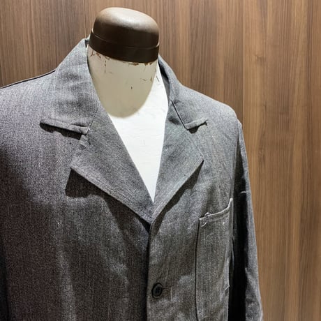 1950's French Unknown Black Chambray Atelier Coat
