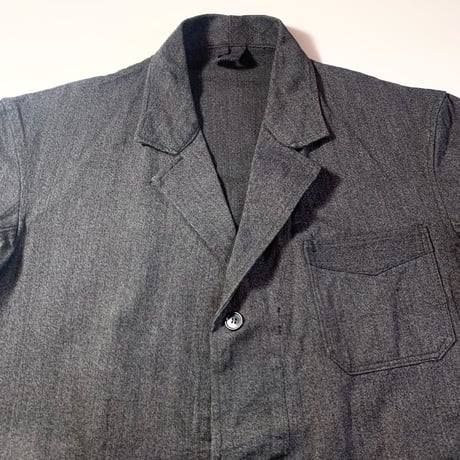 1950's French Unknown Black Chambray Work Jacket