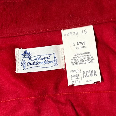 1970's Portland Outdoor Store Chamois Cloth L/S Shirt Deadstock