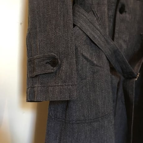 1950's French Unknown Black Chambray Atelier Coat