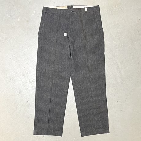 1930〜40's Unknown Black Covert Stripe Trousers Deadstock