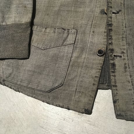 1930〜40's Le fnoletaine Black Chambray Fade&Patchwork Jacket