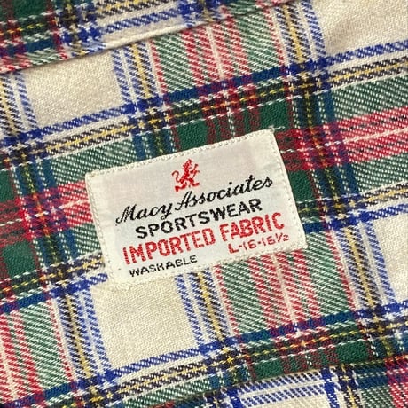 1950's〜 Macy Associates Flannel L/S Shirt Deadstock