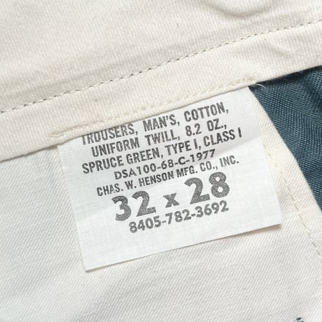 1960's US.ARMY Chino Trousers SPRUCE GREEN Deadstock