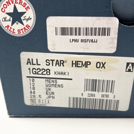 1990's CONVERSE ALL STAR Hemp Low Deadstock