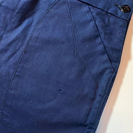 1940's French Unknown Indigo Cotton&Linen Overall Deadstock