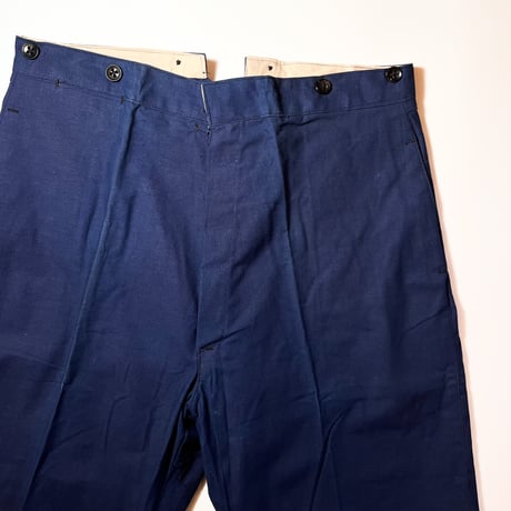 1930's French Unknown Indigo Cotton&Linen Trousers Deadstock