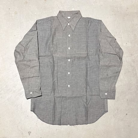1950〜60's Unknown Gray Chambray L/S Shirt Deadstock