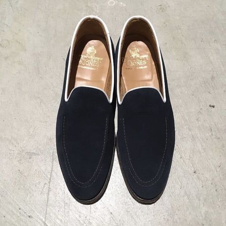 2000's CROCKETT&JONES Navy Suede Loafers