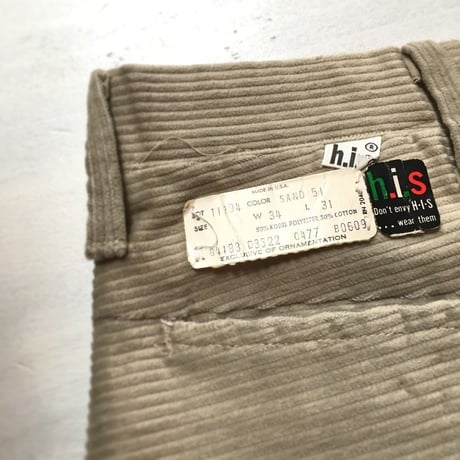 1960's h.i.s Corduroy Tapered Pants Deadstock