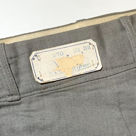1940〜50's Unknown Gray Matt Cotton Trousers Deadstock