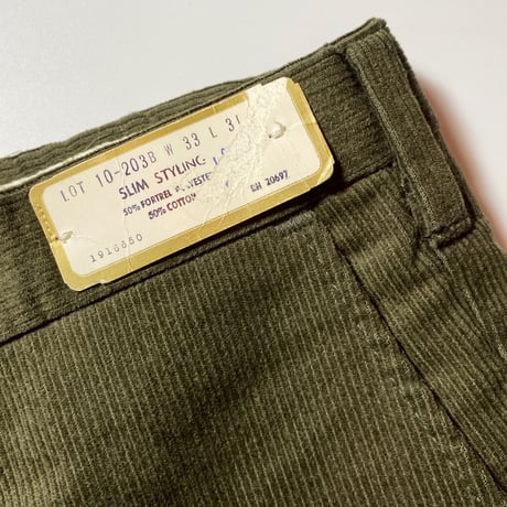 1960's Unknown Corduroy Tapered Pants Deadstock