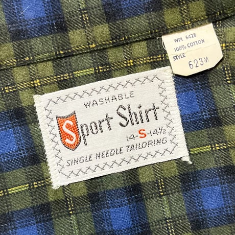 1960's Sport Shirt Flannel L/S Shirt Deadstock