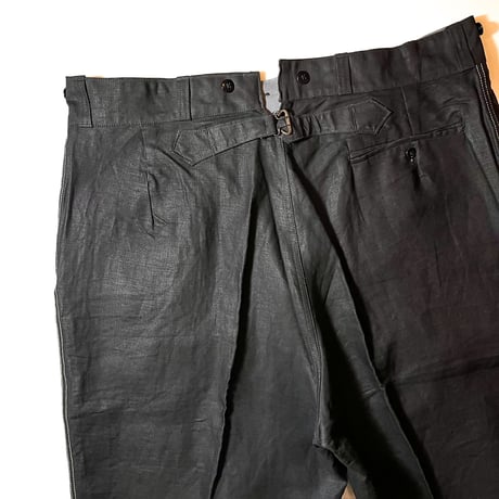1940's French Unknown Black Linen Trousers Deadstock