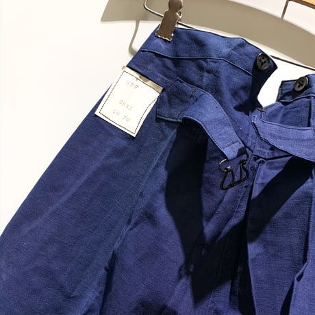 1930's French Unknown Indigo Cotton&Linen Trousers Deadstock