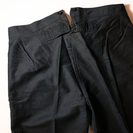 1930's〜 L'ATHLETE Black Moleskin Trousers Deadstock