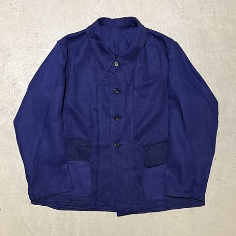 1940's French Military Herringbone Linen Jacket Deadstock