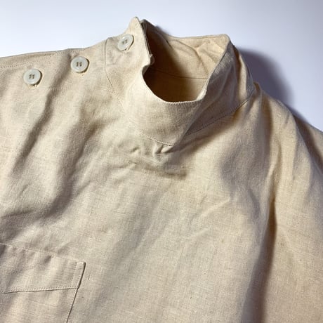 1940's〜 French Military Hospital Linen S/S Shirt Deadstock