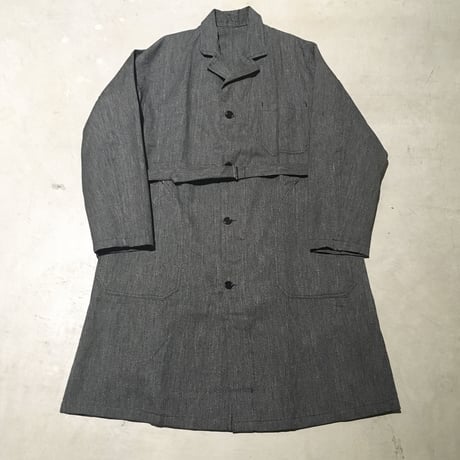 1950's French Unknown Black Chambray Atelier Coat Deadstock