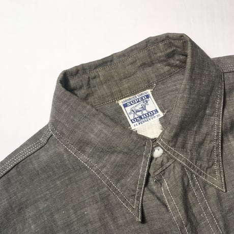 1940's SUPER OX HIDE Gray Chambray L/S Shirt