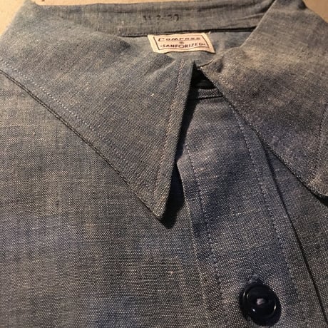 1950〜60's COMPASS Chambray L/S Shirt Deadstock