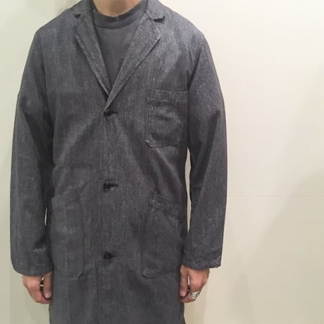 1950's French Unknown Black Chambray Atelier Coat