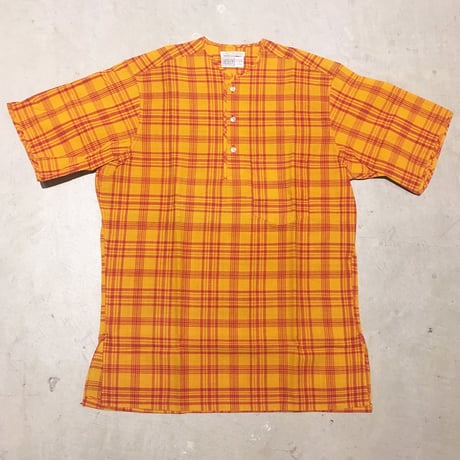 1960's DONEGAL Indian Madras Henleyneck S/S Shirt Deadstock