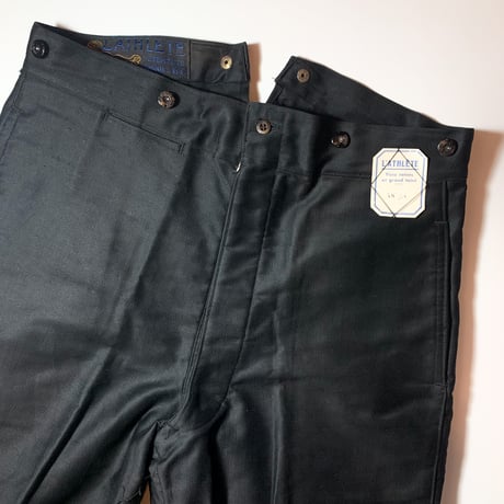 1930's〜 L'ATHLETE Black Moleskin Trousers Deadstock