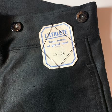 1930's〜 L'ATHLETE Black Moleskin Trousers Deadstock