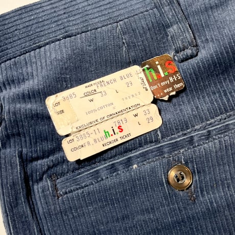 1960's h.i.s Corduroy Tapered Pants Deadstock