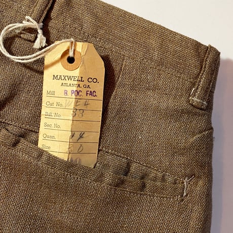 1940〜50's MAXWELL CO. Cotton Trousers Deadstock