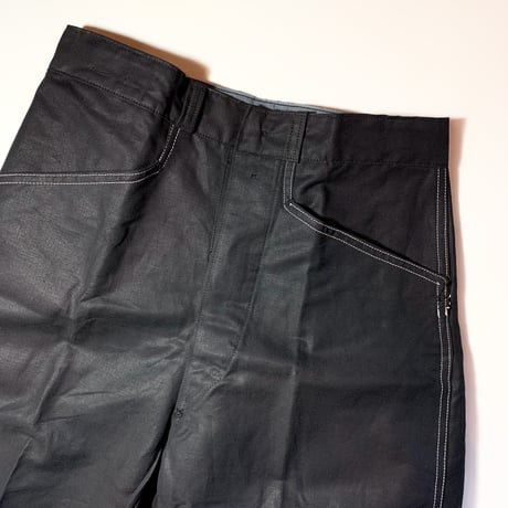 1950's French Unknown Black Linen Trousers Deadstock