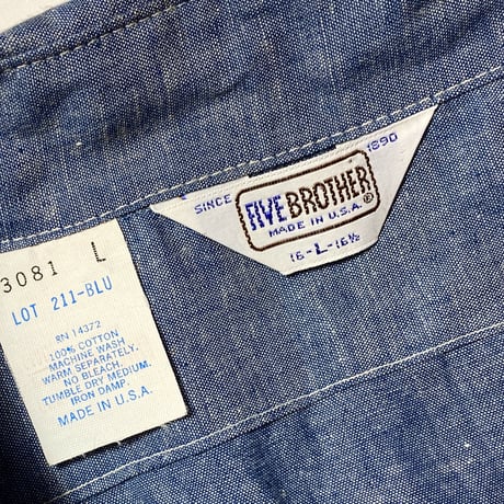 1980's FIVE BROTHER Chambray L/S Shirt
