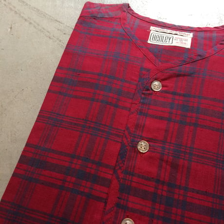1960's DONEGAL Indian Madras Henleyneck S/S Shirt Deadstock