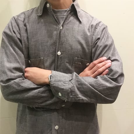 1940's SUPER OX HIDE Gray Chambray L/S Shirt