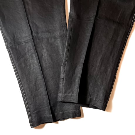 1940's French Unknown Black Linen Trousers Deadstock