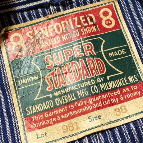 1940's STANDARD OVERALL MFG.CO. Random Hickory Coverall Deadstock