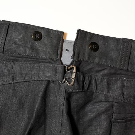 1940's French Unknown Black Linen Trousers Deadstock