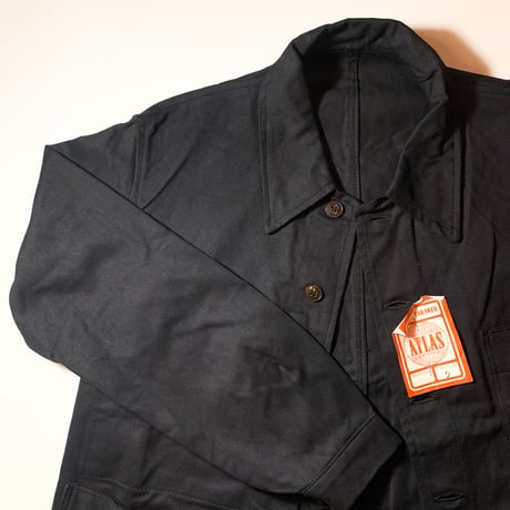 1960's ATLAS Black Cotton Twill Jacket Deadstock
